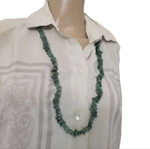 HANDMADE NATURAL STONE GREEN Jade Chunk Necklace